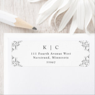 Elegant Grey Wedding Return Address Label