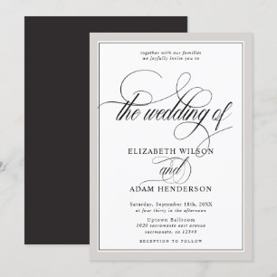 Elegant Grey & White Classic Wedding Invitation