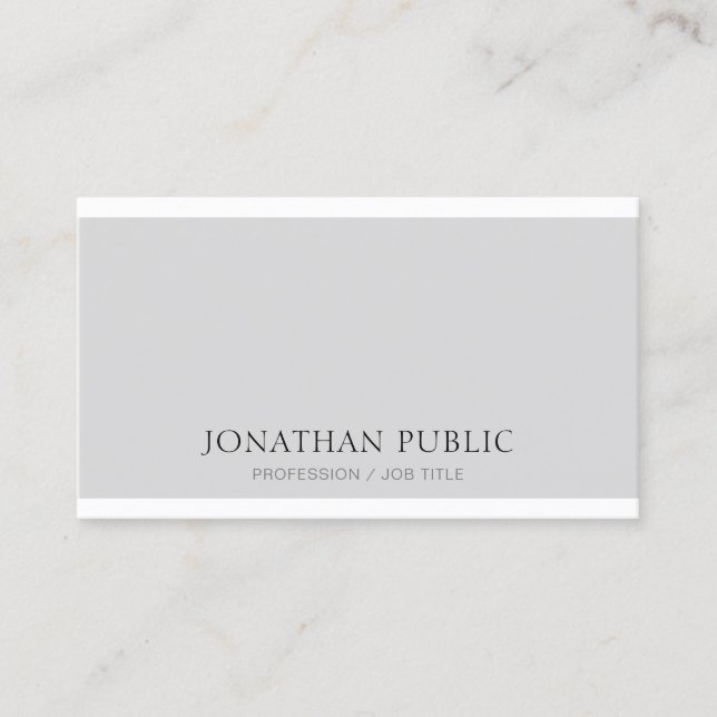Elegant Grey White Clean Trendy Modern Plain Business Card (Front)
