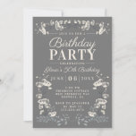 Elegant grey & white floral 50th Birthday Invite<br><div class="desc">This elegant grey  floral birthday invitation is the perfect addition to your birthday celebration.</div>