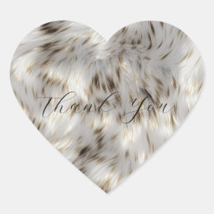 Elegant Grey White Gold Wedding Heart Sticker