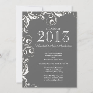 Elegant Grey White Graduation Party Invitation