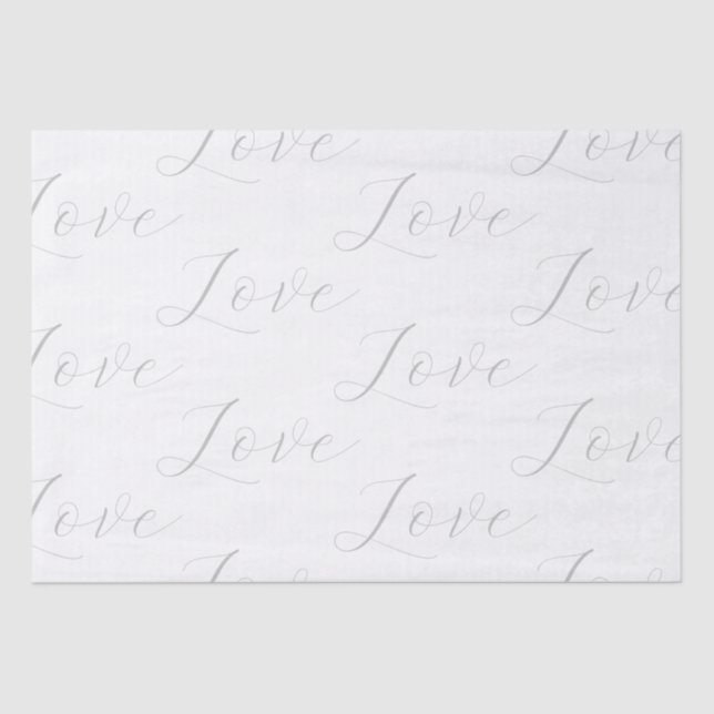 Elegant Grey White Love Wedding Tissue Paper (Front)