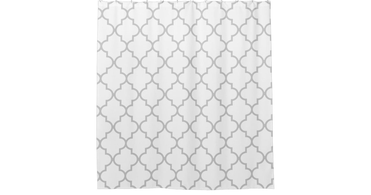 Elegant Grey White Moroccan Quatrefoil Pattern Shower Curtain Zazzle Co Uk Elegant Grey White Moroccan Quatrefoil, Grey Quatrefoil Curtains