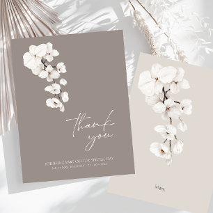 Elegant Grey White Orchid Wedding Thank You Card