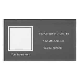 Elegant Grey White Photo Text Custom Colours 2023 Name Tag