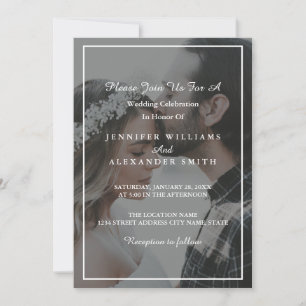 Elegant Grey & White Photo Wedding Invitation