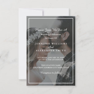 Elegant Grey & White Photo Wedding Invitation
