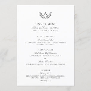 Elegant Grey White Reception Thank You & Wedding  Menu