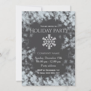 Elegant Grey winter frost holiday party corporate Invitation