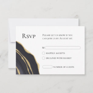 Elegant grey with gold agate RSVP card