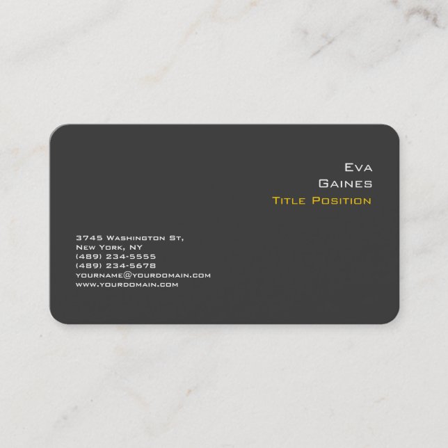 Elegant Grey Yellow Professional Modern Business Card (Front)