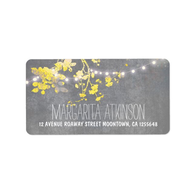 elegant grey yellow string lights address labels (Front)