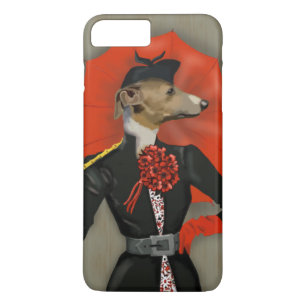 Elegant Greyhound and Red Umbrella iPhone 8 Plus/7 Plus Case