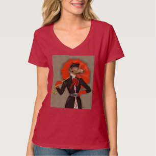 Elegant Greyhound and Red Umbrella T-Shirt