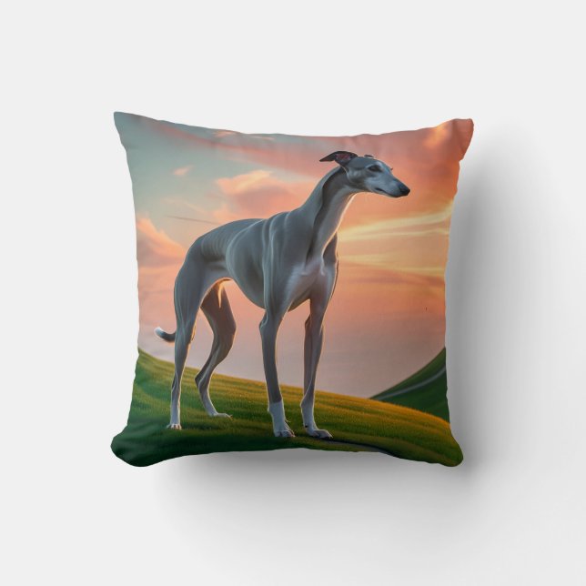 Elegant Greyhound Throw Pillow (Front)