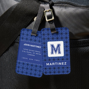 Elegant Greyish Blue Luggage Tag for Man