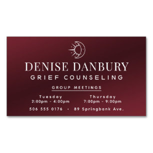 Elegant Grief Counseling Group Meetings Magnetic Business Card