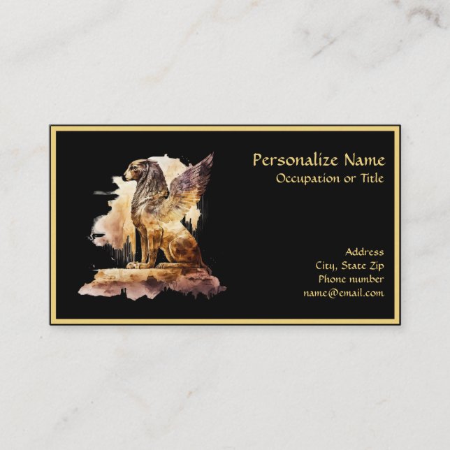 Elegant Griffin Black & Gold Business Card (Front)