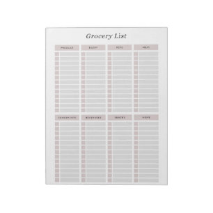 Elegant Grocery List Shopping Minimalist Checklist Notepad