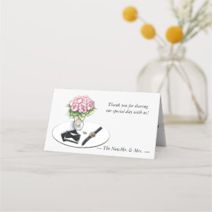 Elegant Groom Suite & Peony Watercolor Wedding Fol Place Card