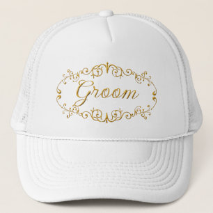 Elegant groom trucker hat