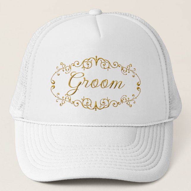 Elegant groom trucker hat (Front)