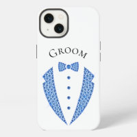 Elegant Groom Tuxedo Bllue Typography Wedding