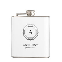 Elegant Groomsman Monogram Vinyl Wrapped Flask