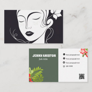 Elegant Groovy Floral Modern -Trendy Double-Side  Business Card