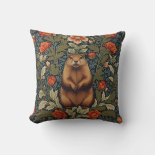 Elegant Groundhog William Morris Inspired Cushion