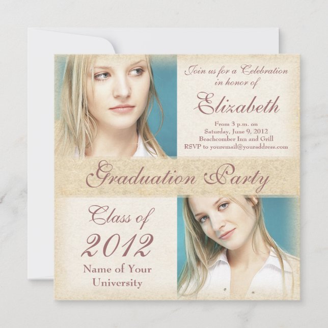 Elegant Grunge Graduation Party Invitations (Front)