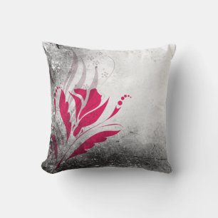Elegant Grunge Pink Floral Home Decor Throw Pillow