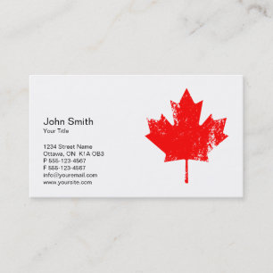 Elegant Grunge Red Canada Maple Leaf Business Card
