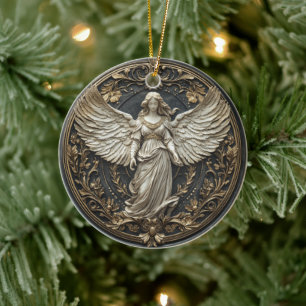 Elegant Guardian Angel Christmas Ornament