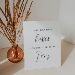 Elegant Guess How Many Kisses Bridal Shower Game Pedestal Sign