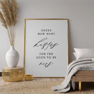 Elegant Guess How Many Kisses Bridal Shower Game Poster