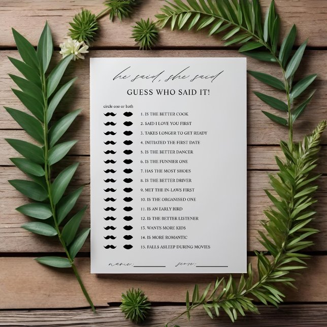 Elegant Guess Who Bridal Shower Game Card (Creator Uploaded)