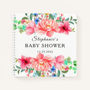 Elegant Guest Book Baby Shower Pink Rose Flower