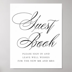 Elegant Guest Book Black Calligraphy Wedding