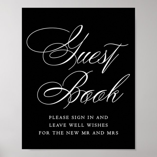 Elegant Guest Book White Calligraphy | Wedding (Front)