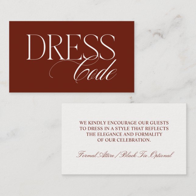 Elegant Guest Dress Code Wedding Enclosure Card (Front/Back)