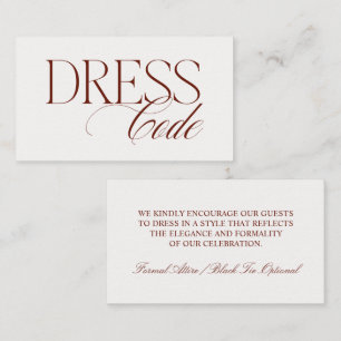 Elegant Guest Dress Code Wedding Enclosure Card