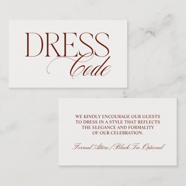 Elegant Guest Dress Code Wedding Enclosure Card (Front/Back)