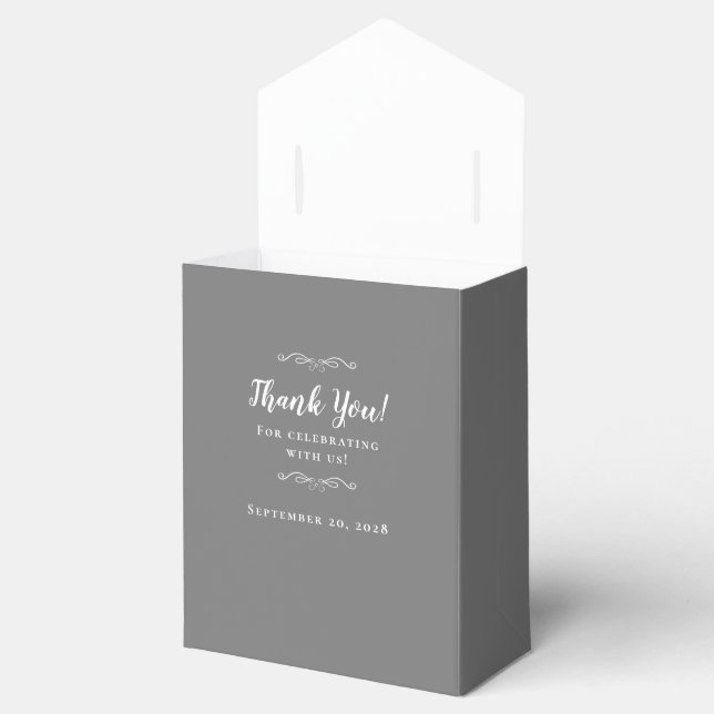 Elegant Guest Thank You Wedding Couple Grey White Favour Box (Opened)