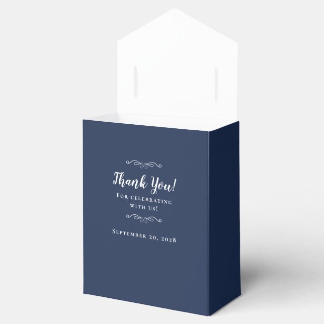 Elegant Guest Thank You Wedding Couple Navy Blue Favour Box (Opened)