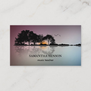 Elegant Guitar Lake Shadow Landscape Music Love  Business Card