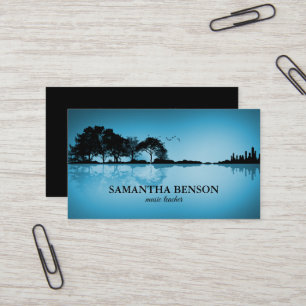Elegant Guitar Lake Shadow Landscape Music Love Business Card