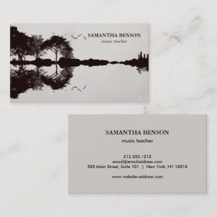 Elegant Guitar Lake Shadow Landscape Music Love  Business Card