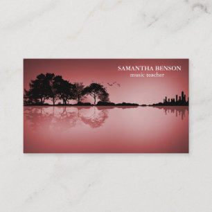 Elegant Guitar Lake Shadow Landscape Music Love Business Card